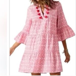 Tommy Bahama Pink Geometric Long Sleeve Dress